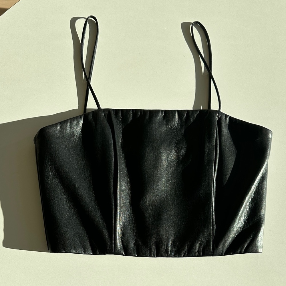 Alice + Olivia Black Leather Crop top